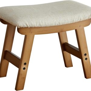 Foot Stools Ottoman, Small Soft Footrest Ottoman with Wood Legs, Sofa Footrest Extra Seating for Living Room Entryway Office