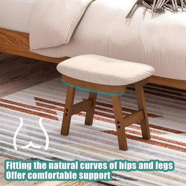 Foot Stools Ottoman, Small Soft Footrest Ottoman with Wood Legs, Sofa Footrest Extra Seating for Living Room Entryway Office